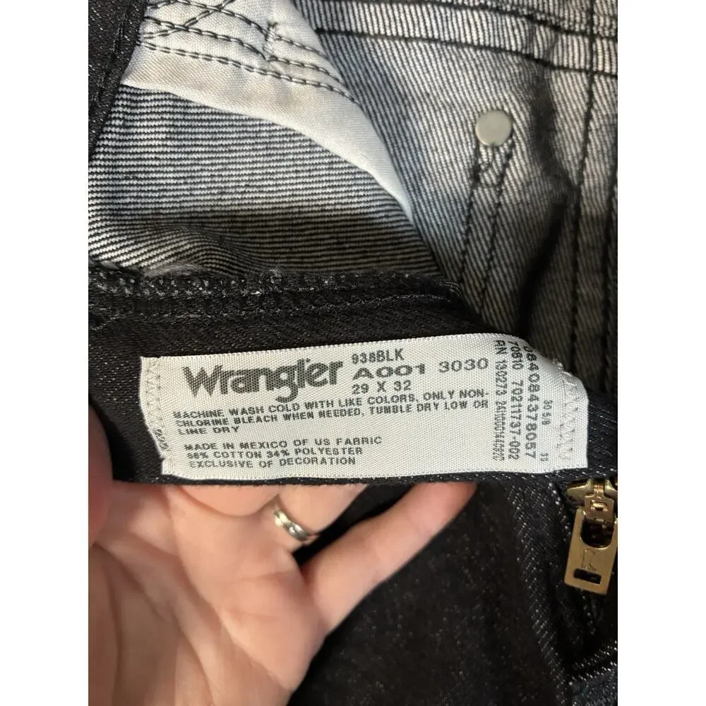 Wrangler 938BLK Mens 29x32 Cowboy Cut Slim Fit Black Denim Jeans NWT Western